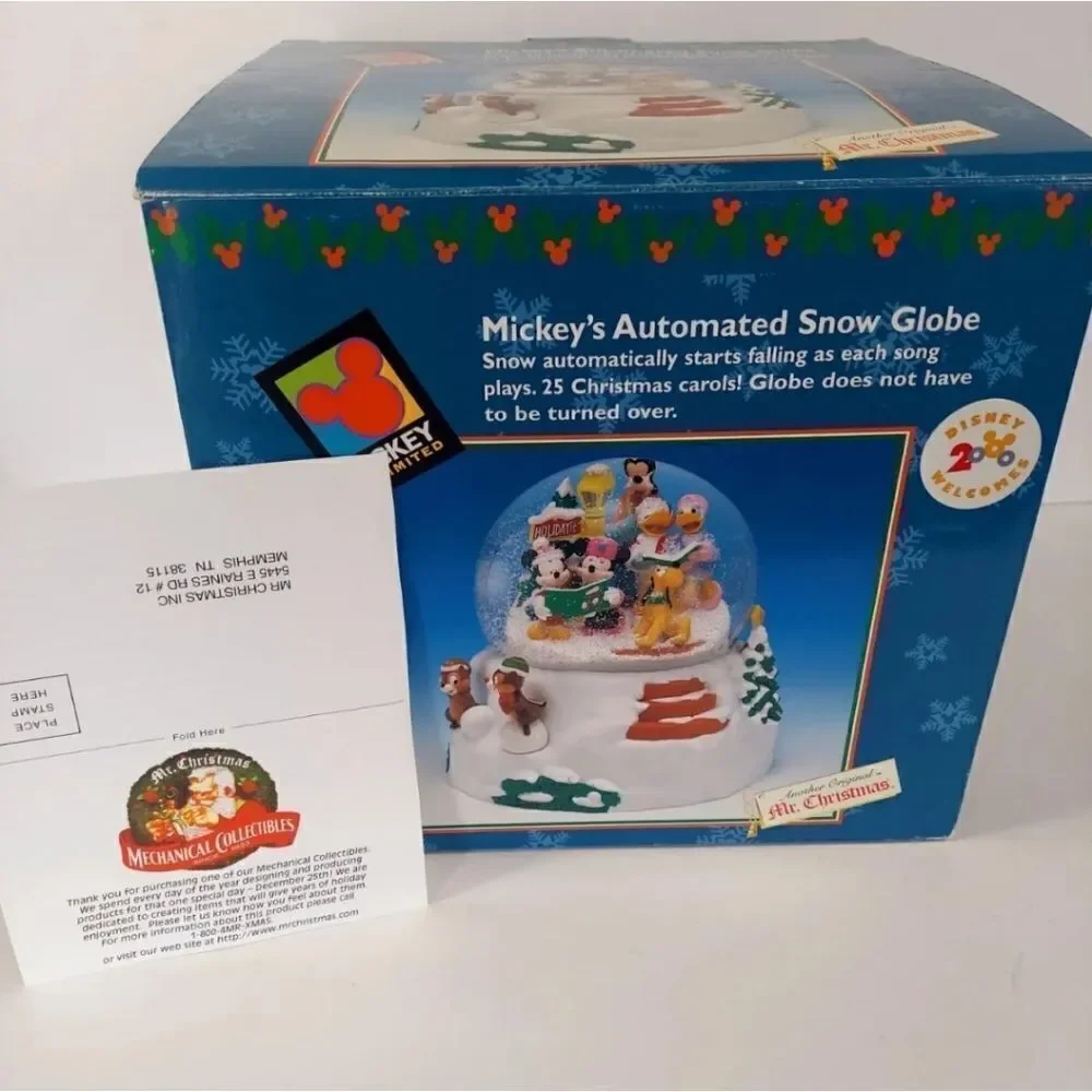 NIB Disney Millennium 2000 Mickeys Automated Snow Globe Music Box Mr Christmas
